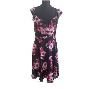 White House Black Market Dark Floral Fairy Grunge Dress Size 8 Black Whimsigoth